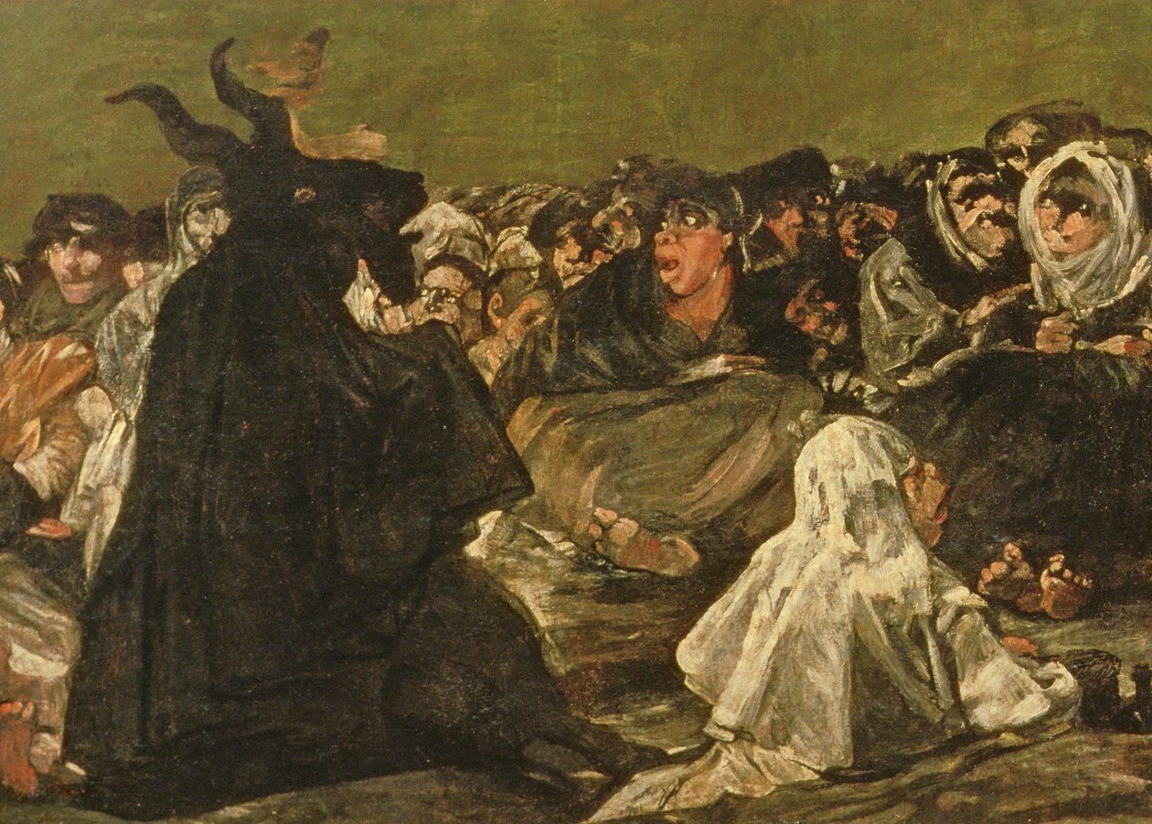 Čarodějnický sabat nebo Velký kozel, (jeden z Černých obrazů), kolem 1821-23 (detail 38640) od Francisco de Goya