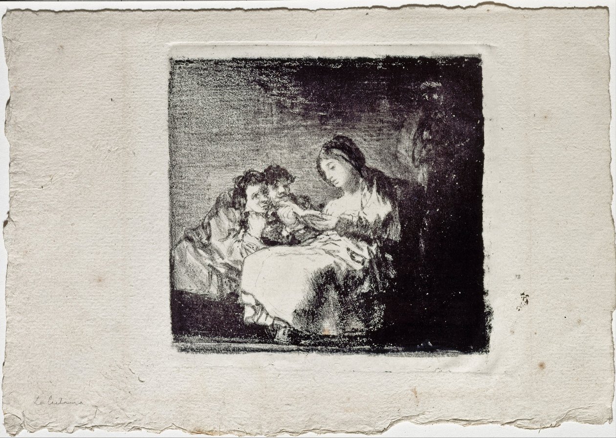 Žena čte dvěma dětem La lectura, 1819-1825 od Francisco de Goya