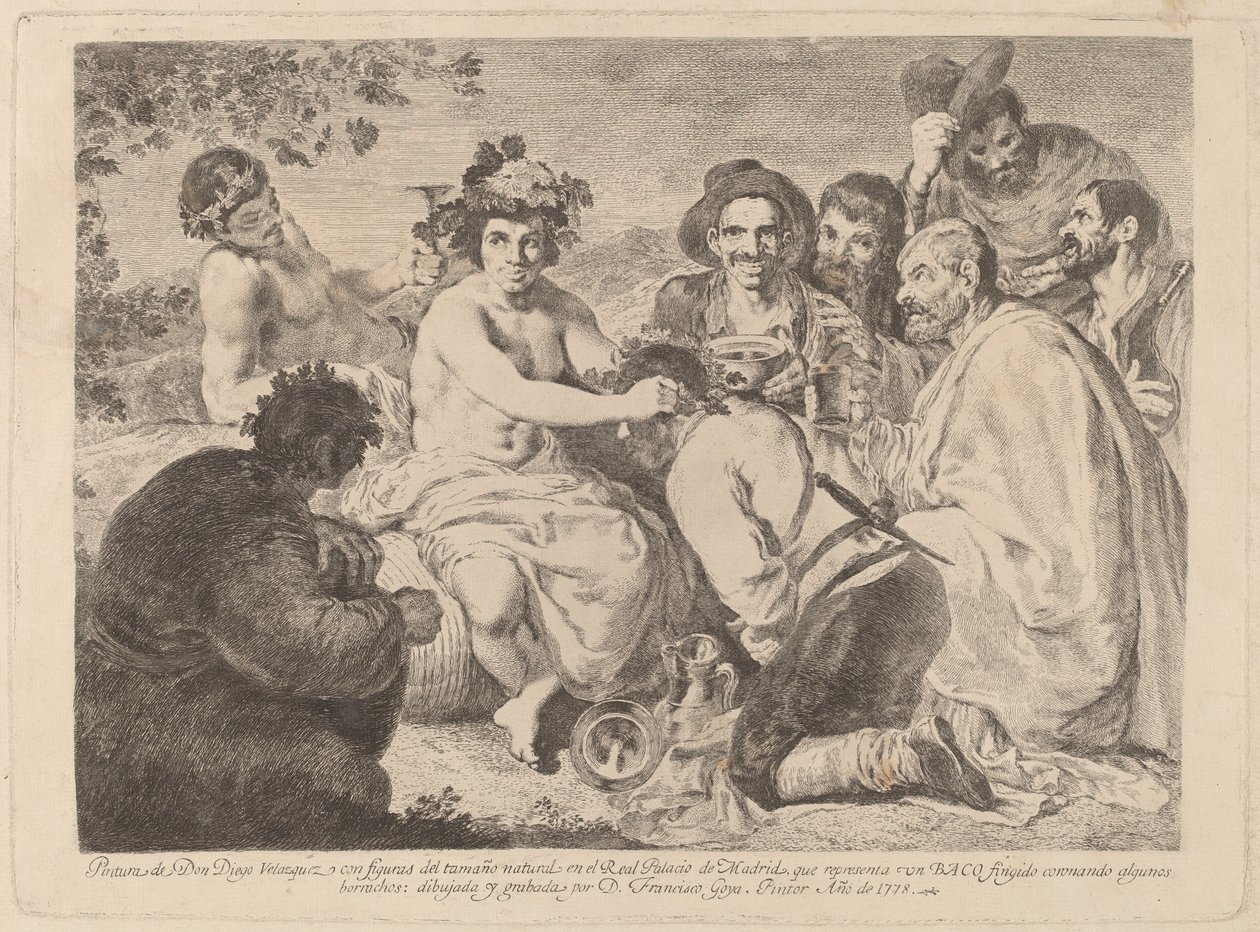 Autobusy (Bacchus) od Francisco de Goya after Diego Velázquez