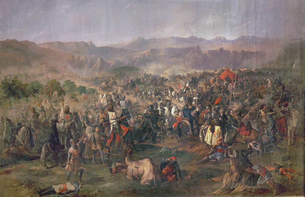 Bitva u Las Navas de Tolosa, ve které králové Kastilie porazili Almohady v roce 1212 (olej na plátně) od Francisco de Paula van Halen