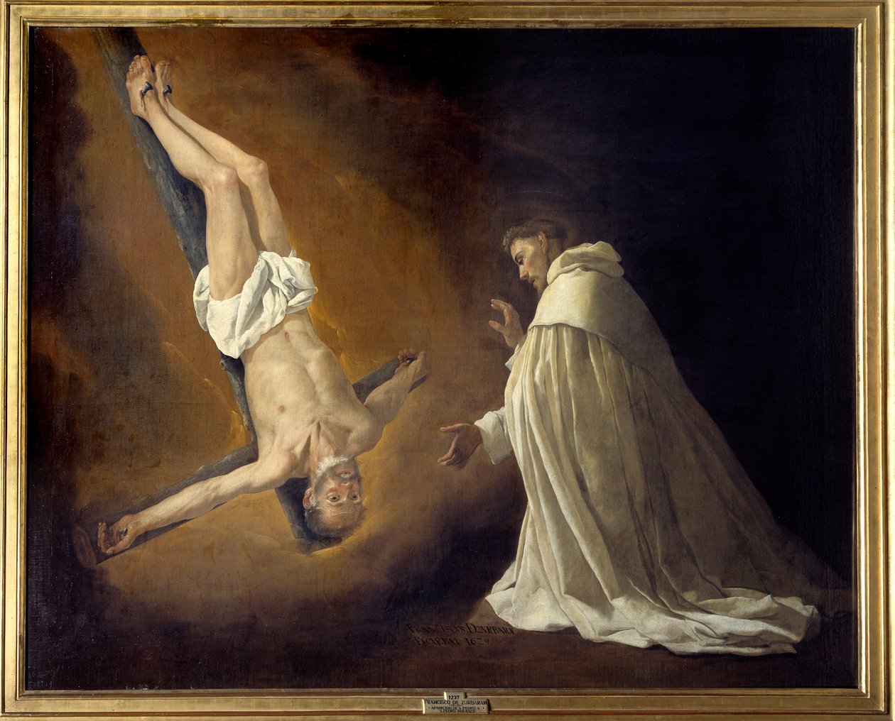 Zjevení sv. Petra ukřižuje sv. Petru Nolasque (1189-1256) Obraz Francisco de Zurbaran (1598-1664) (mimo jiné) 1629 Ne. 1,79x2,23 m Madrid, Musee du Prado od Francisco de Zurbaran