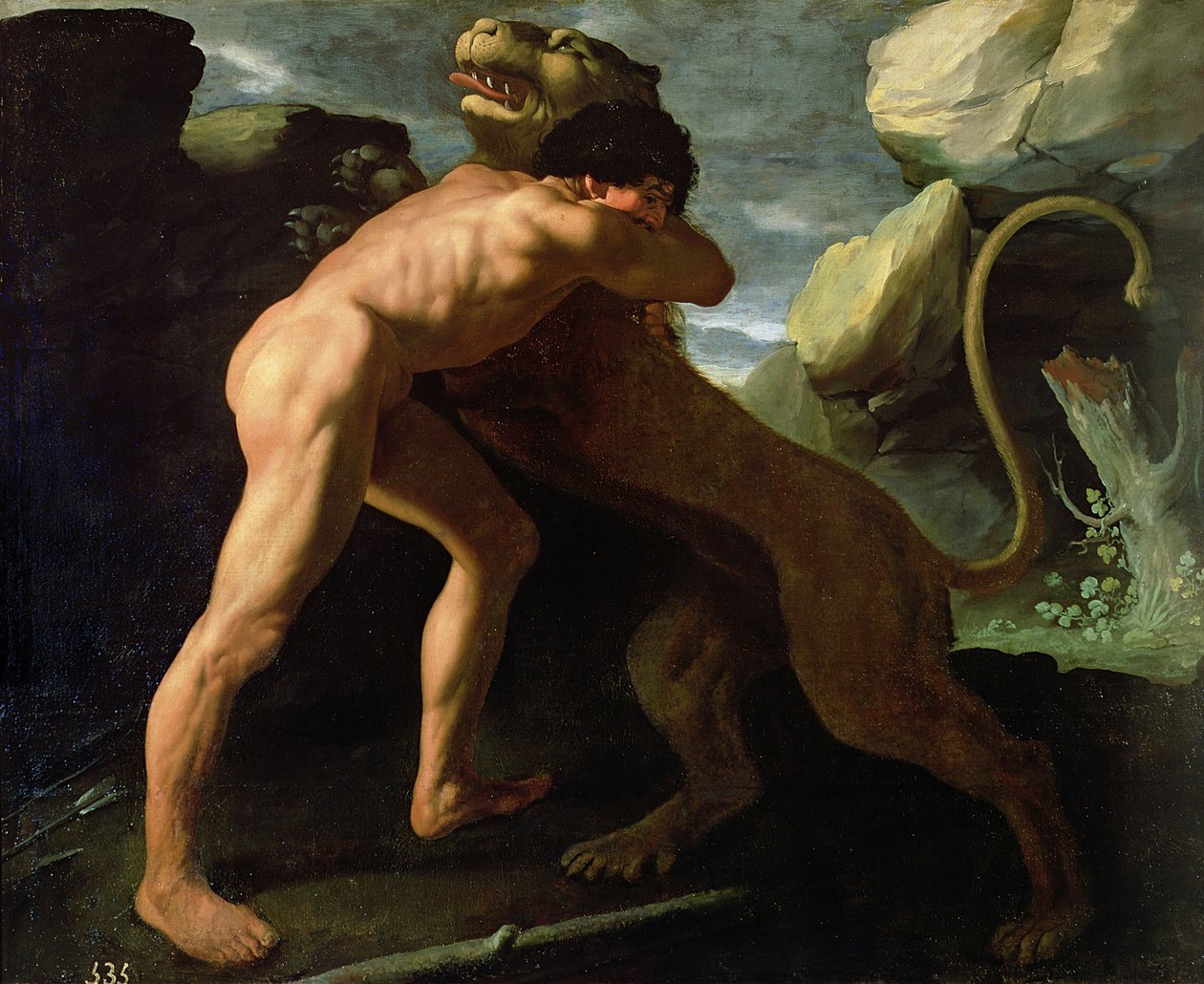 Herkules bojující s nemejským lvem od Francisco de Zurbaran
