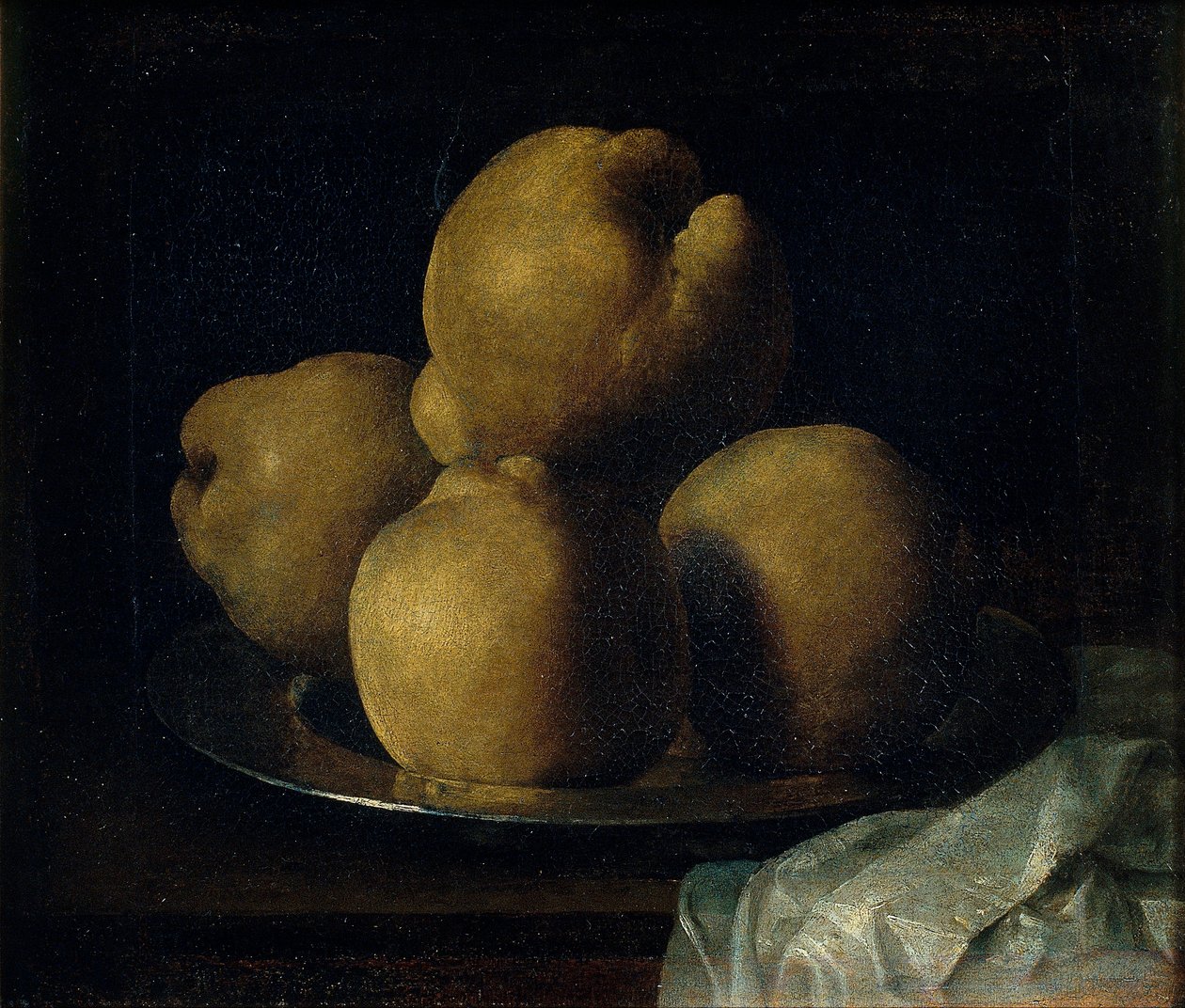 Nature morte aux coings - Zátiší s pokrmem kdoule - Zurbaran, Francisco, de (1598-1664) - Mezi 1633 a 1664 - Olej na plátně - 35x40,5 - Museu Nacional d
