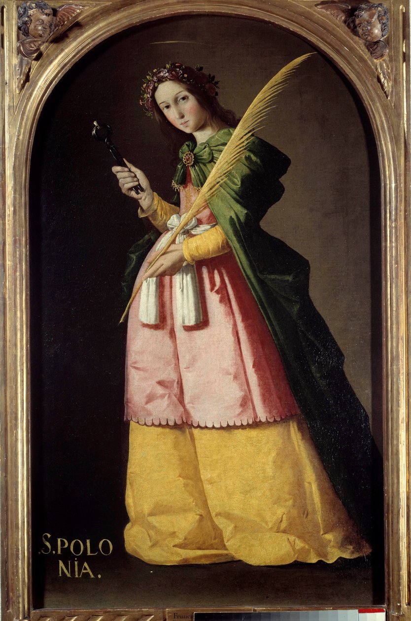 Portrét u nohou svatého Apollóna (nebo Apollonie) Obraz od Francisca de Zurbaran (1598-1664) Slunce ze 17. století. 1,34 x 0,67 m. od Francisco de Zurbaran