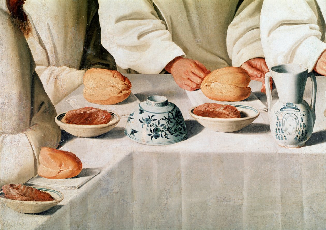 Zázrak svatého Huga v refektáři kartuziánského kláštera, detail (olej na plátně od Francisco de Zurbaran