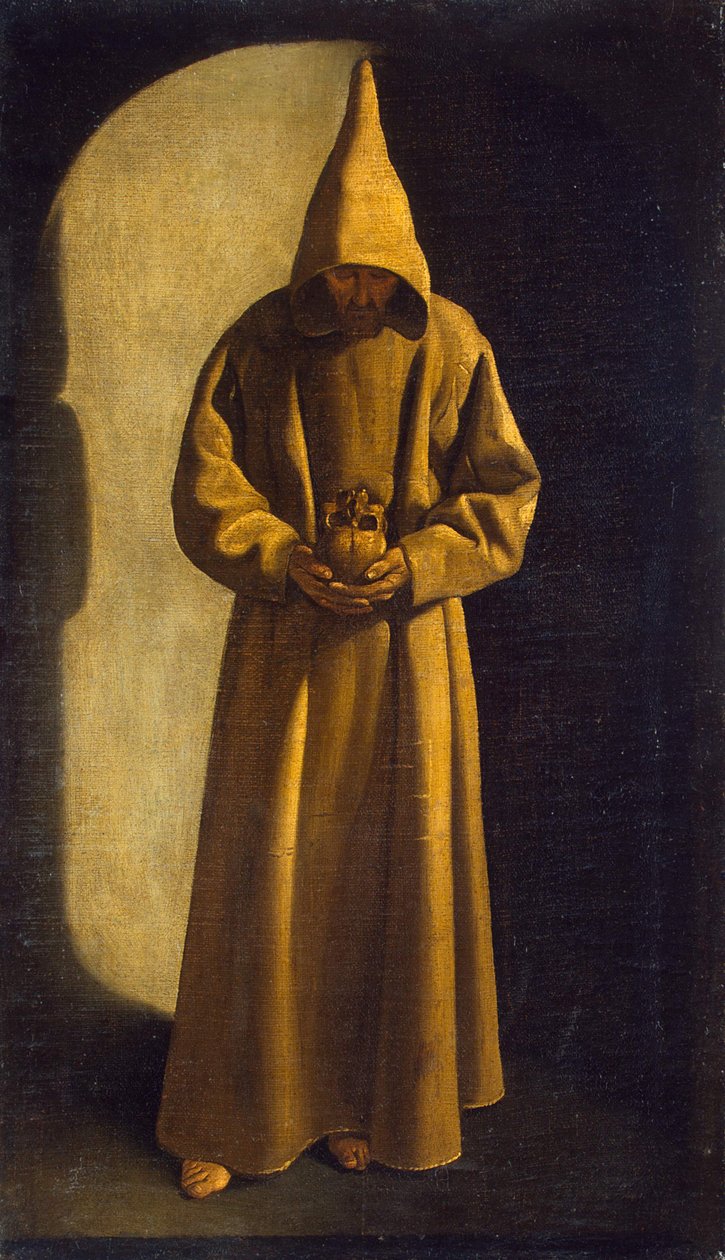 Svatý František s lebkou v rukou, kolem roku 1630 od Francisco de Zurbaran