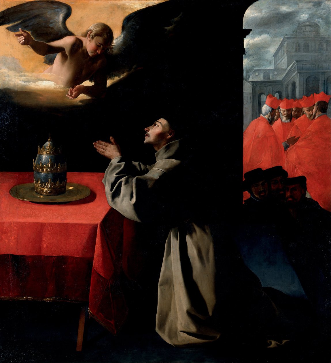 Modlitba sv. Bonaventury o výběru nového papeže od Francisco de Zurbaran