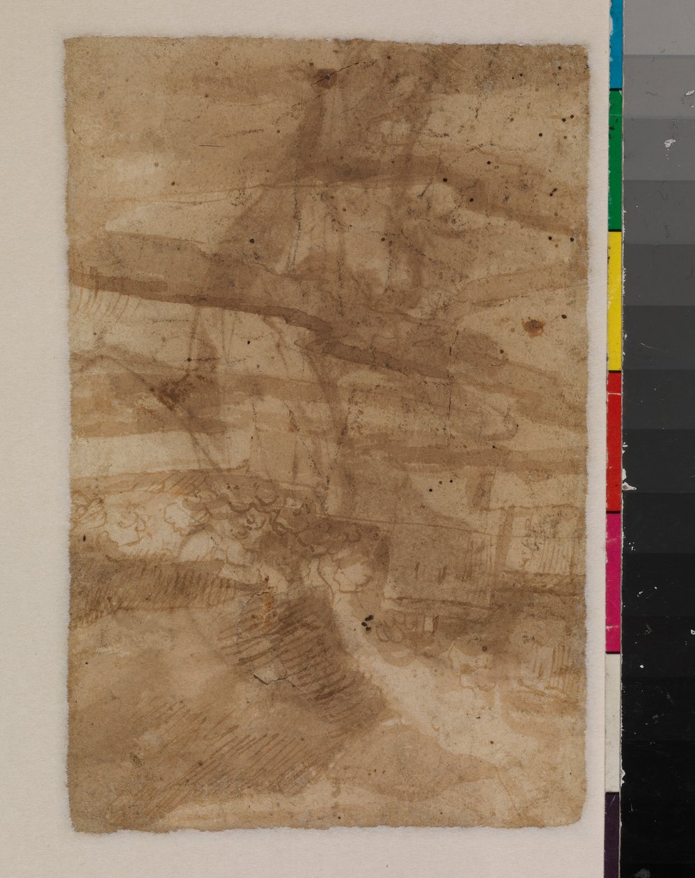Fragment krajiny, verso, 17. století od Francisco the Younger Herrera
