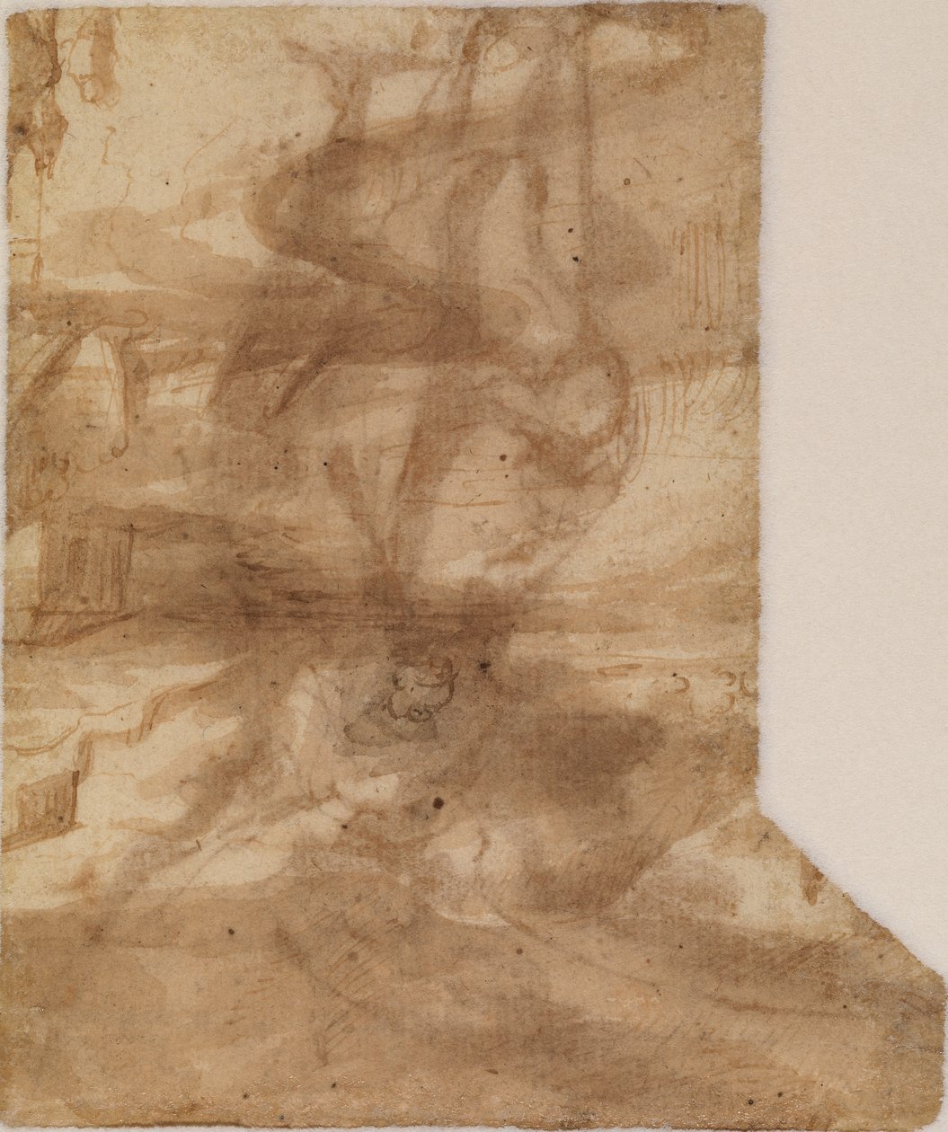 Fragment krajiny, verso, 17. století od Francisco the Younger Herrera