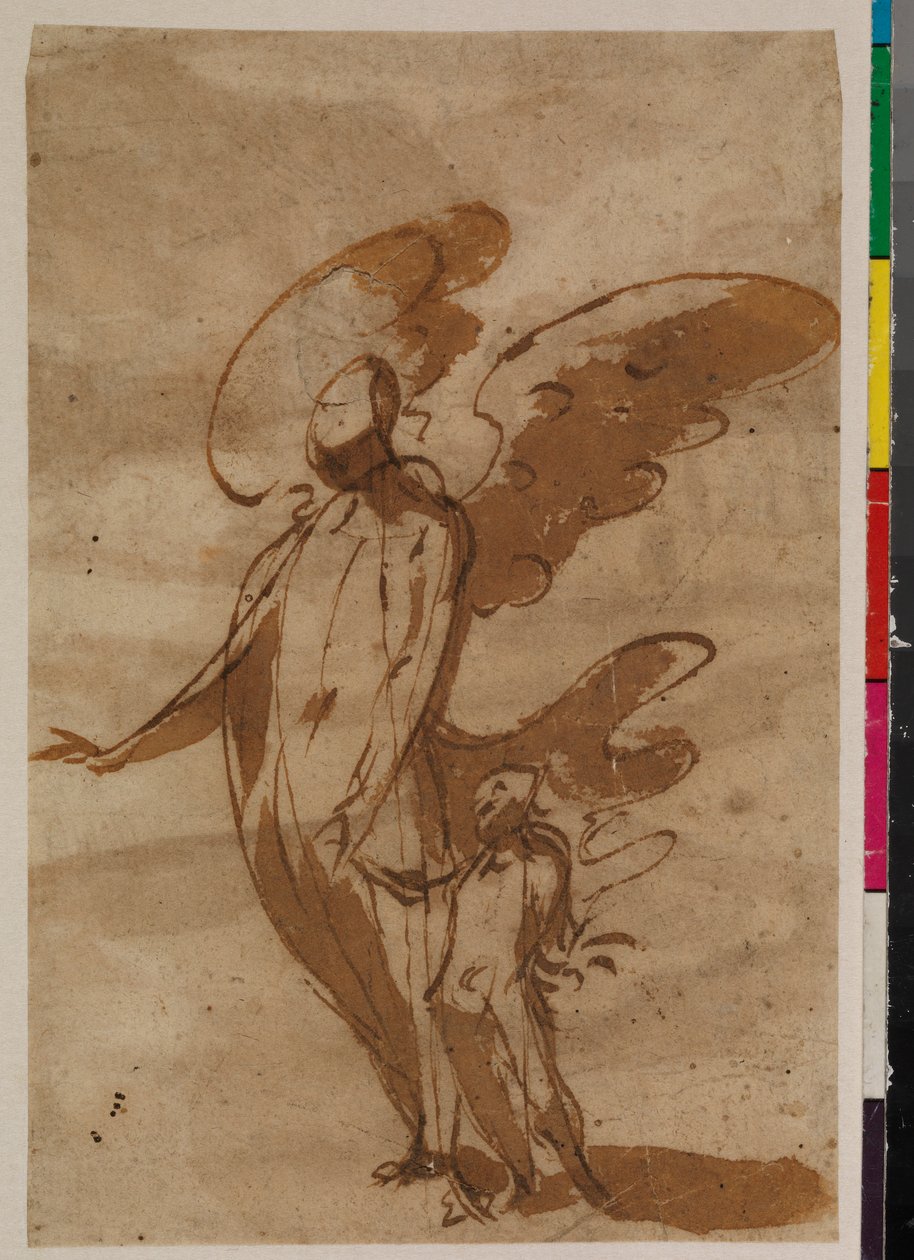 Anděl strážný chodící s dítětem, recto, 17. století od Francisco the Younger Herrera