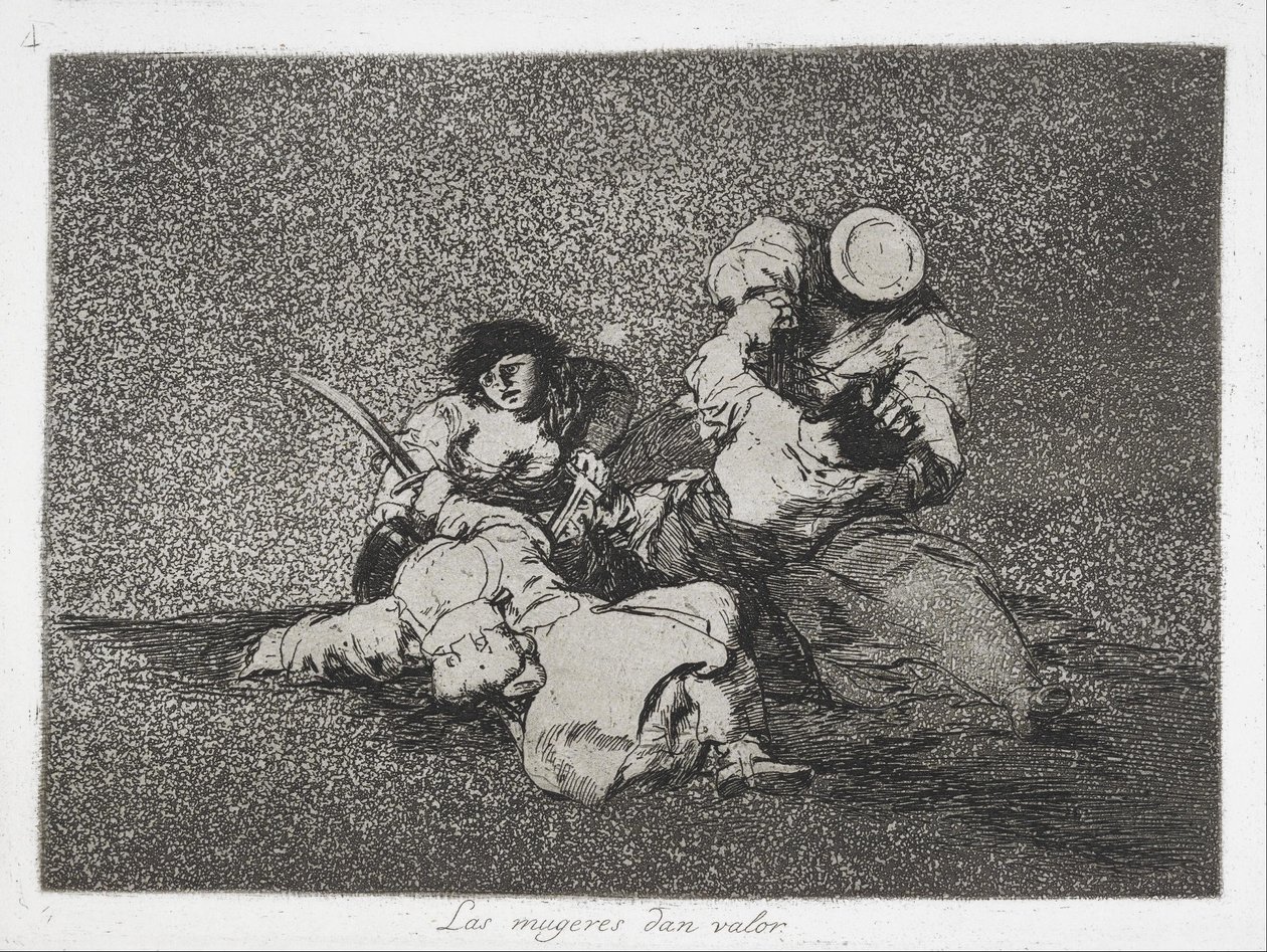 Ženy dodávají odvahu (Las mugeres dan valor) ze série The Disasters of War (Los Desastres d ... od Francisco de Goya