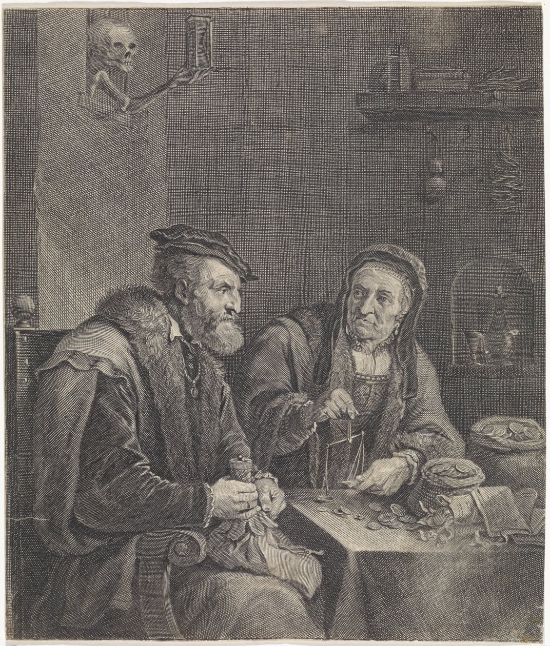 Pár vážící peníze od Franciscus van der Steen