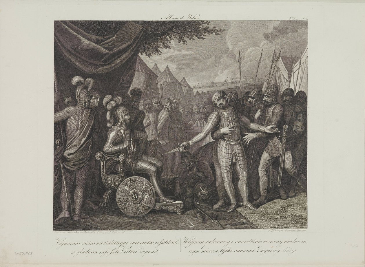 Wichmann II. mladší se vzdává Mieszkovi I. Polskému Smuglewicz, Franciszek (1745-1807). Litografie, konec 18. stol.. Soukromá sbírka od Franciszek Smuglewicz