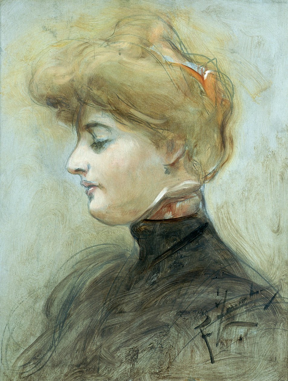Hlava blonďaté ženy, kolem roku 1895 od Franciszek Zmurko