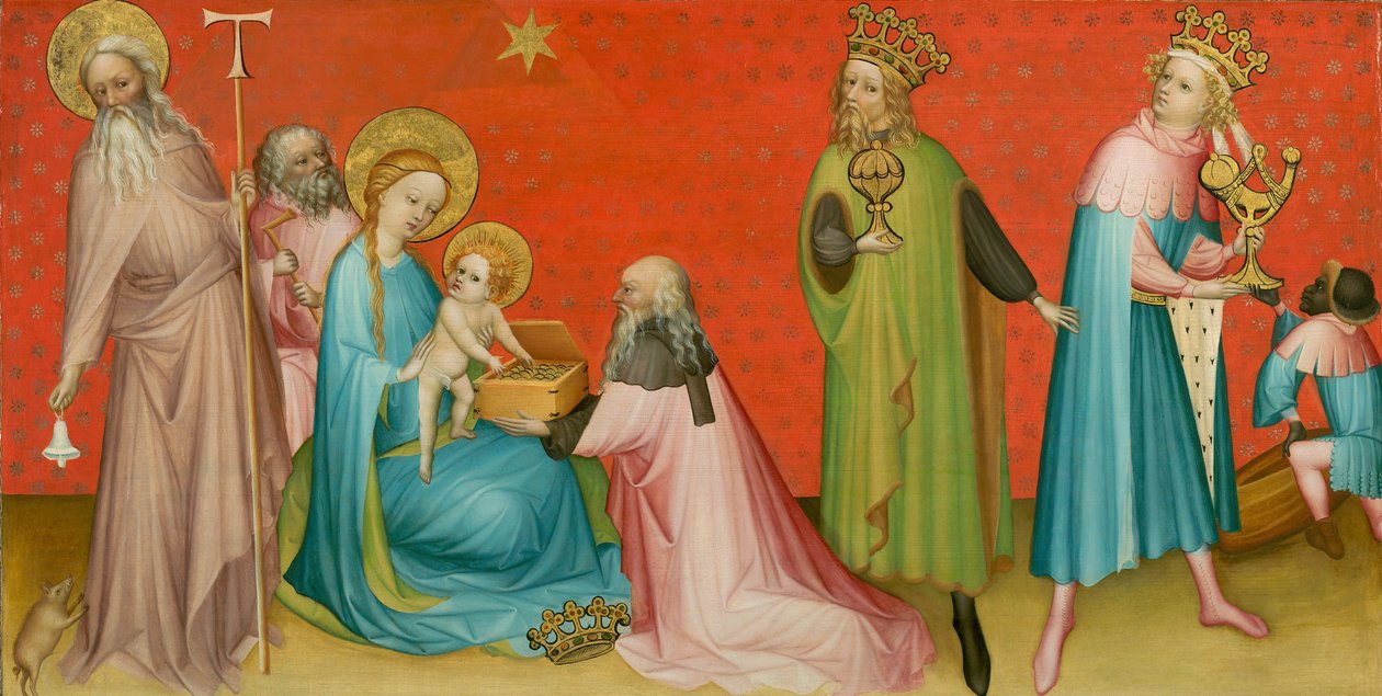 Klanění tří králů se svatým Antoniem opatem od Franco Flemish Master