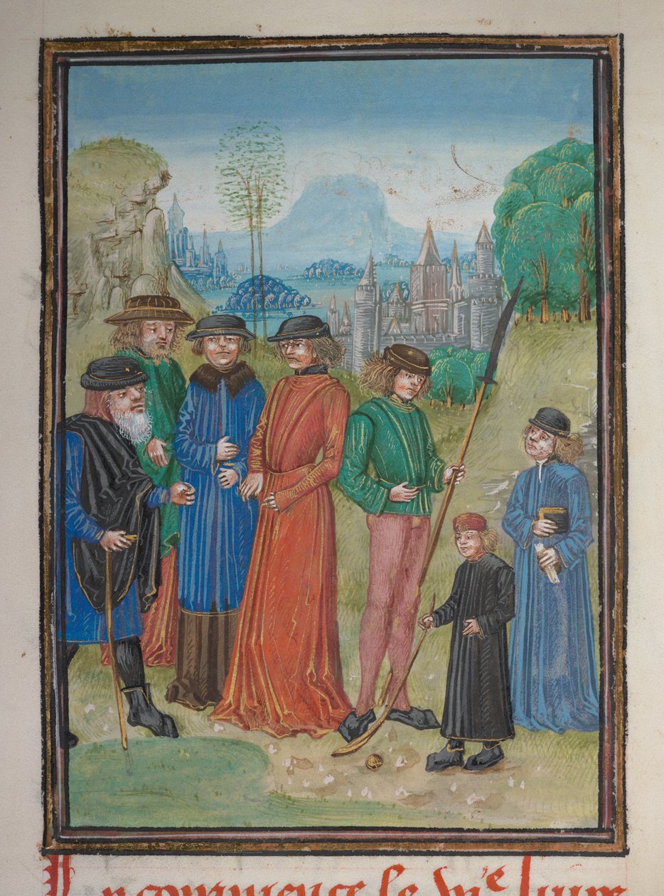 Detail miniatury Sedmi věků člověka od Franco Flemish School