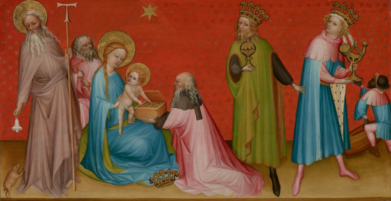 Klanění tří králů se svatým Antonínem opatem od Franco Flemish Master