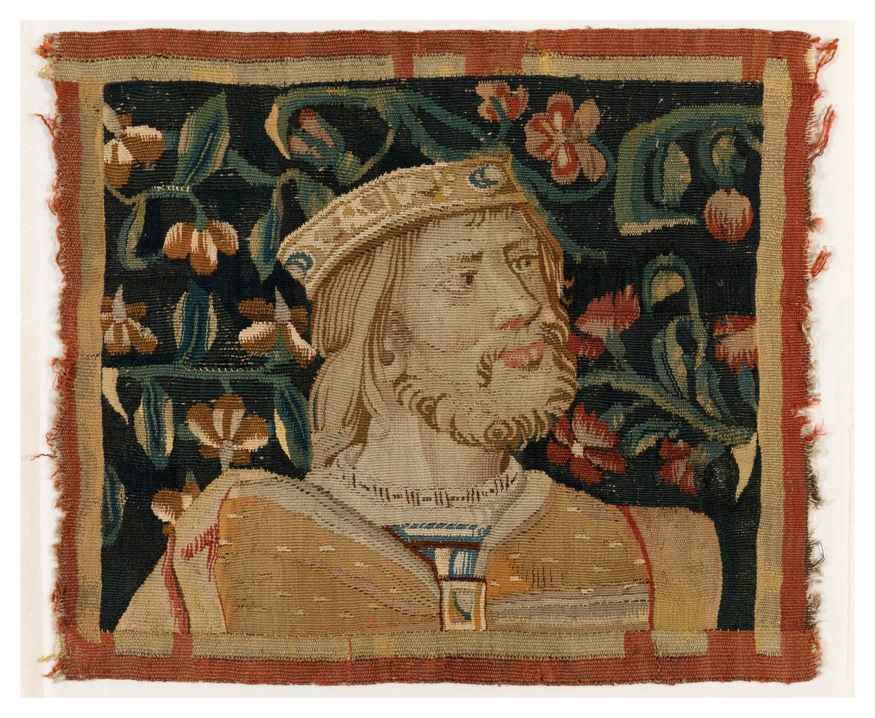 Kuninkaan päätä kuvaava kuvakudos, 1400-luvun loppu (villaa ja silkkiä) od Franco Flemish School