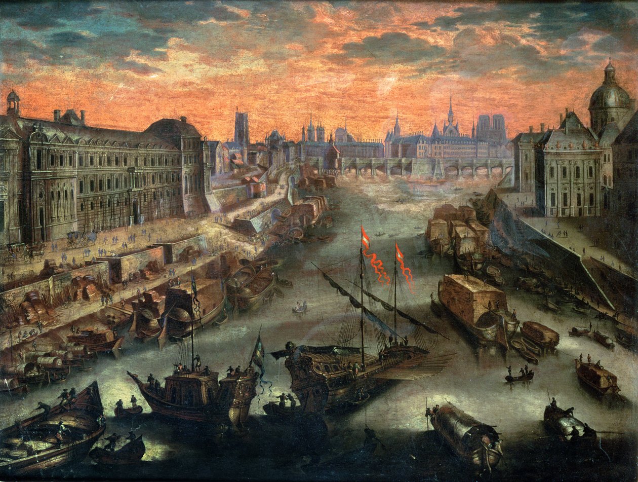 Pohled na Paříž z Pont Royal od Franco Flemish School