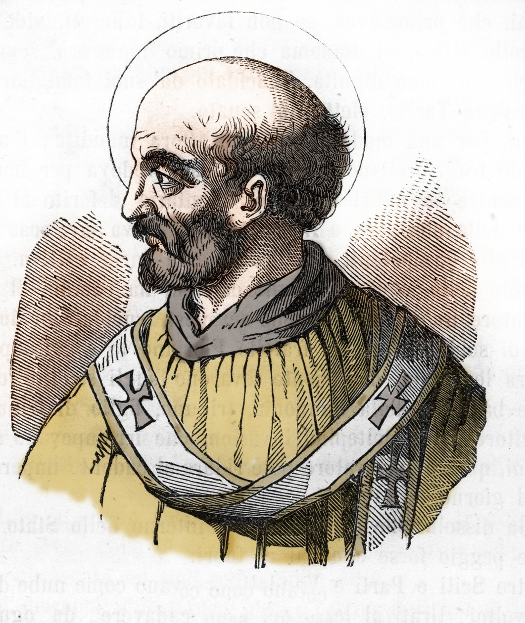 Starověk: zobrazení papeže Sixta II. (Sixtus nebo Sisto) (258) Kresba z „“ Misteri del Vaticano““ od Franca Mistraliho od Franco Mistrali