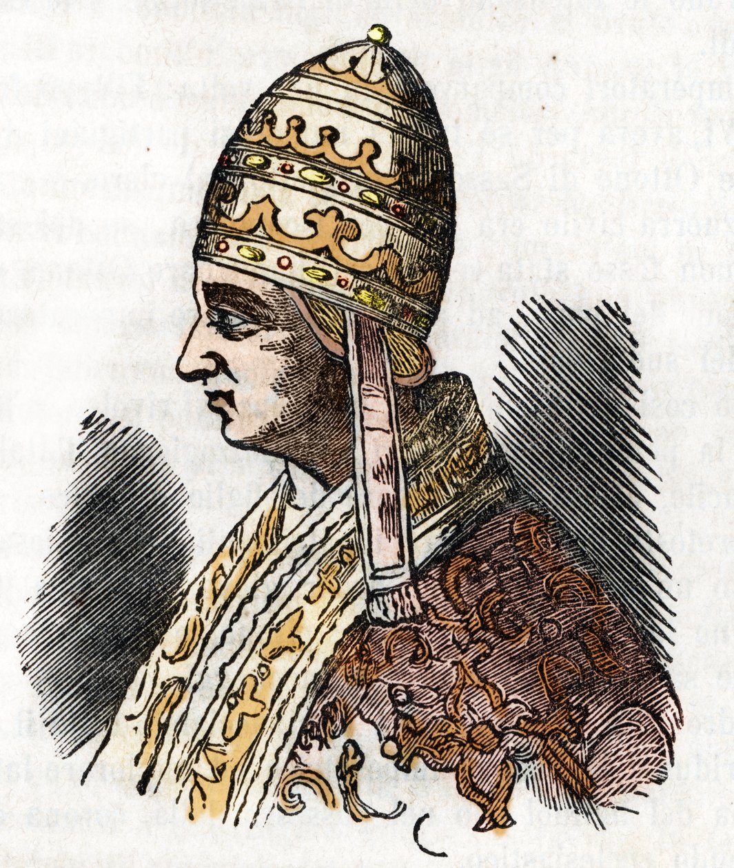 Středověk: Zastoupení papeže Celestina III. (Celestin, Celestine nebo Caelestinus) (1191-1198) Kresba z vatikánských mystérií”” Franco Mistrali od Franco Mistrali