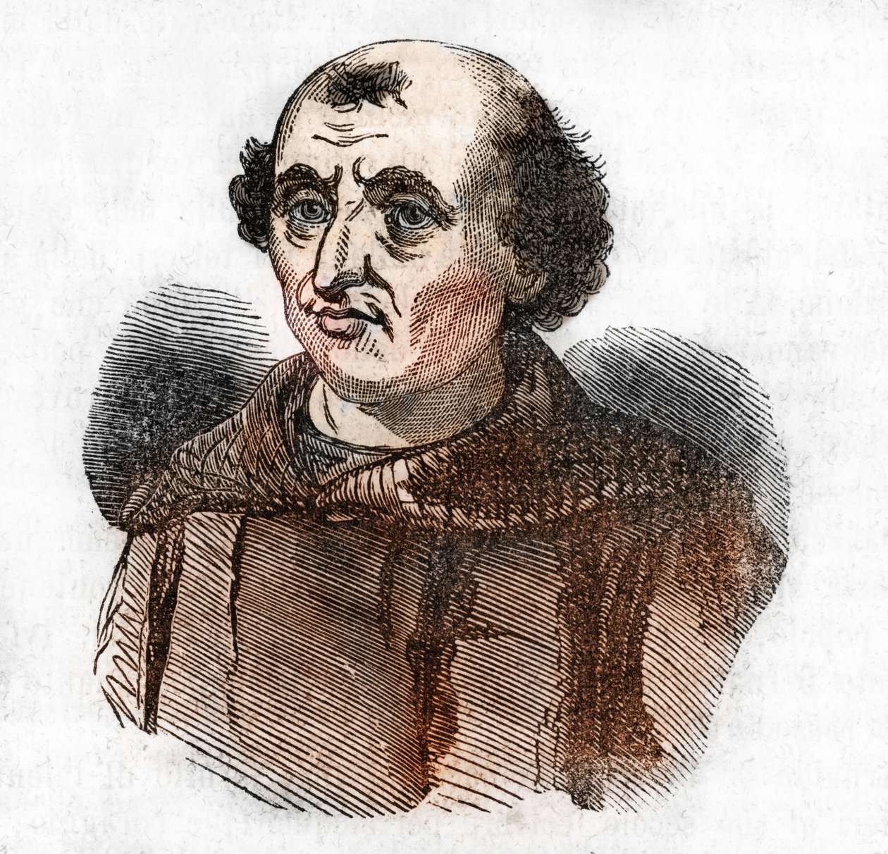 Muotokuva Arnaud de Bresciasta (Arnaldo da brescie) (1090 - 1155), italialainen poliittinen ja uskonnollinen uudistaja (Arnold of Brescia tai arnaldus italialainen kaanonin vakinainen Lombardiasta) Piirros Franco Mistralin "Misteri del vaticanosta" od Franco Mistrali