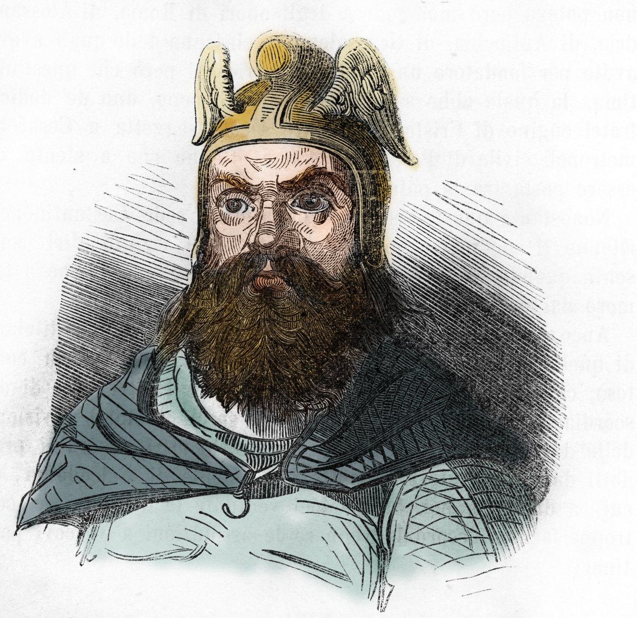 Portrét Attily (395-453) krále Hunů - kresba z „I misteri del vaticano““ od Franca Mistraliho 1843 od Franco Mistrali
