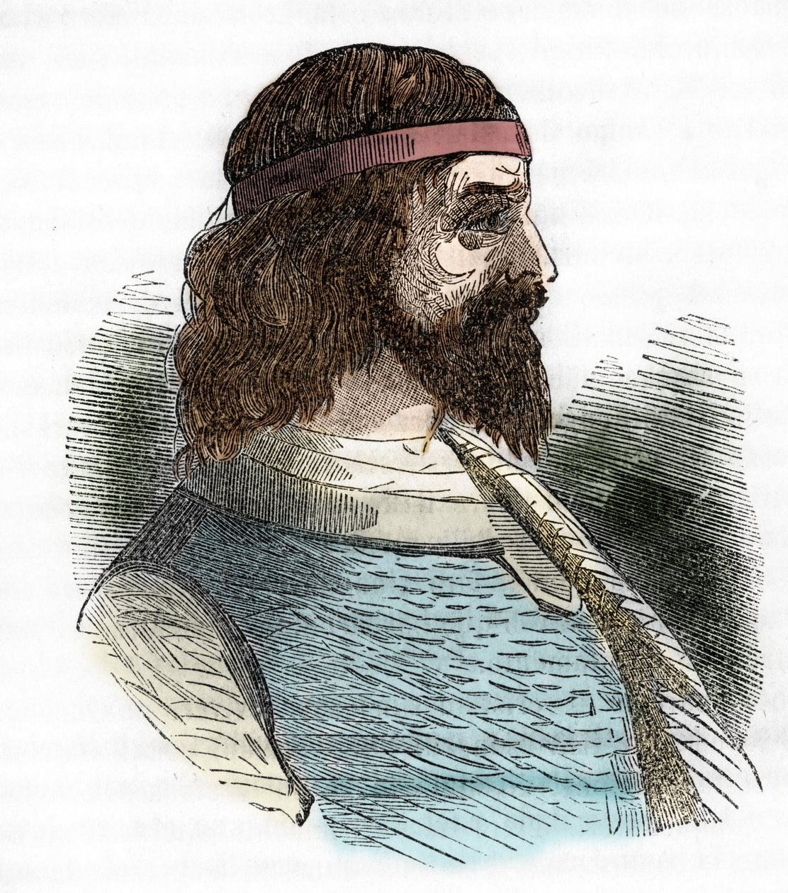 Portrét Odoacre (Odovacara), vůdce spojenců Herules v Hunech a ministra Attily (435-493) (Odoacer nebo Flavius Odovacer) čerpající z „I misteri del vaticano““ od Franca Mistraliho 1843 od Franco Mistrali