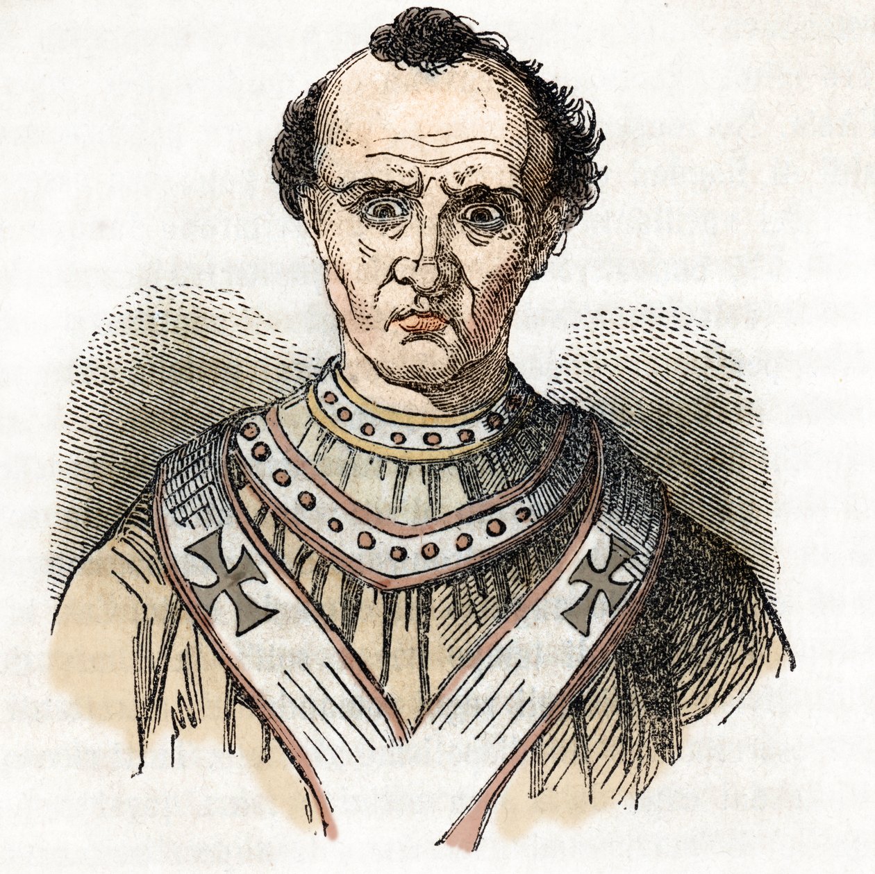 Portrét papeže Jana X. Cenciho (860-929) (papež Jan X.) čerpající z knihy „Tajemství Vatikánu“ od Franca Mistraliho od Franco Mistrali
