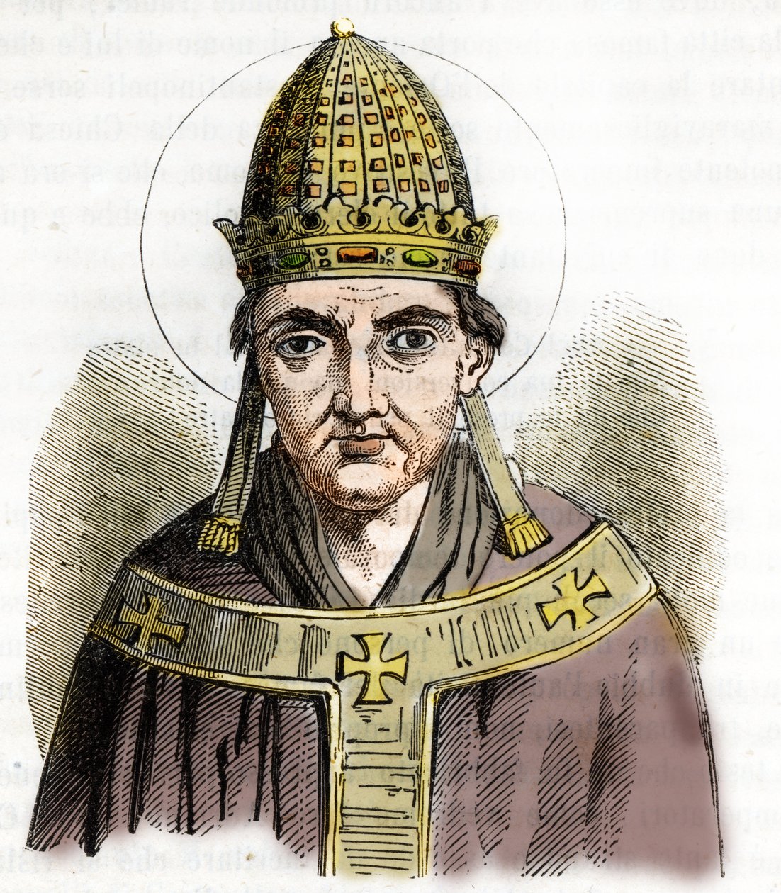 Portrét papeže Silvestra I. (Silvestre nebo Sylvester nebo Silvestro) (314-335) - Kresba z „Misteri del Vaticano“ od Franca Mistraliho od Franco Mistrali
