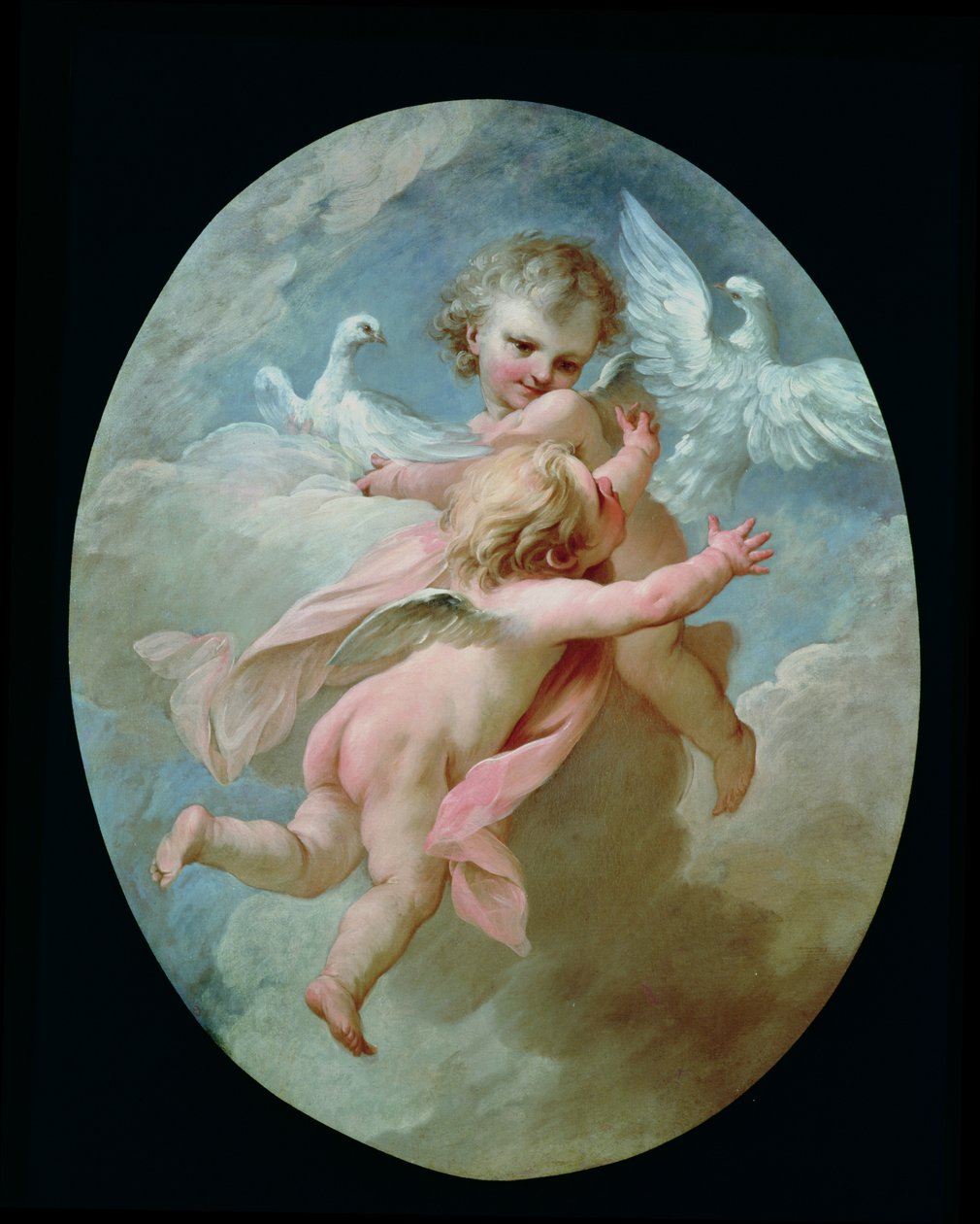 Andělé a holubice od François Boucher