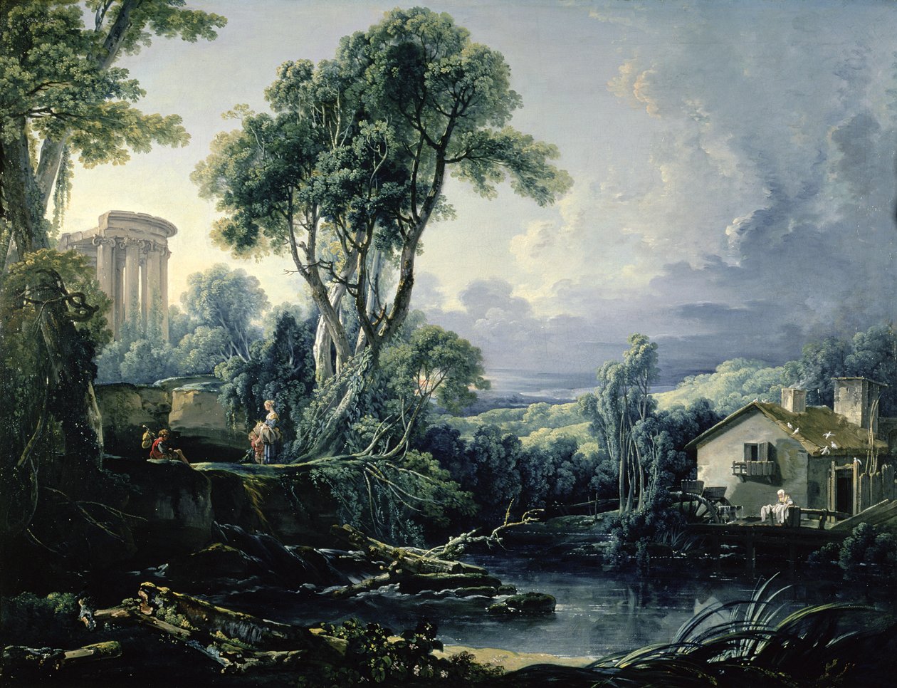 Krajina s vodním mlýnem, 1743 od François Boucher