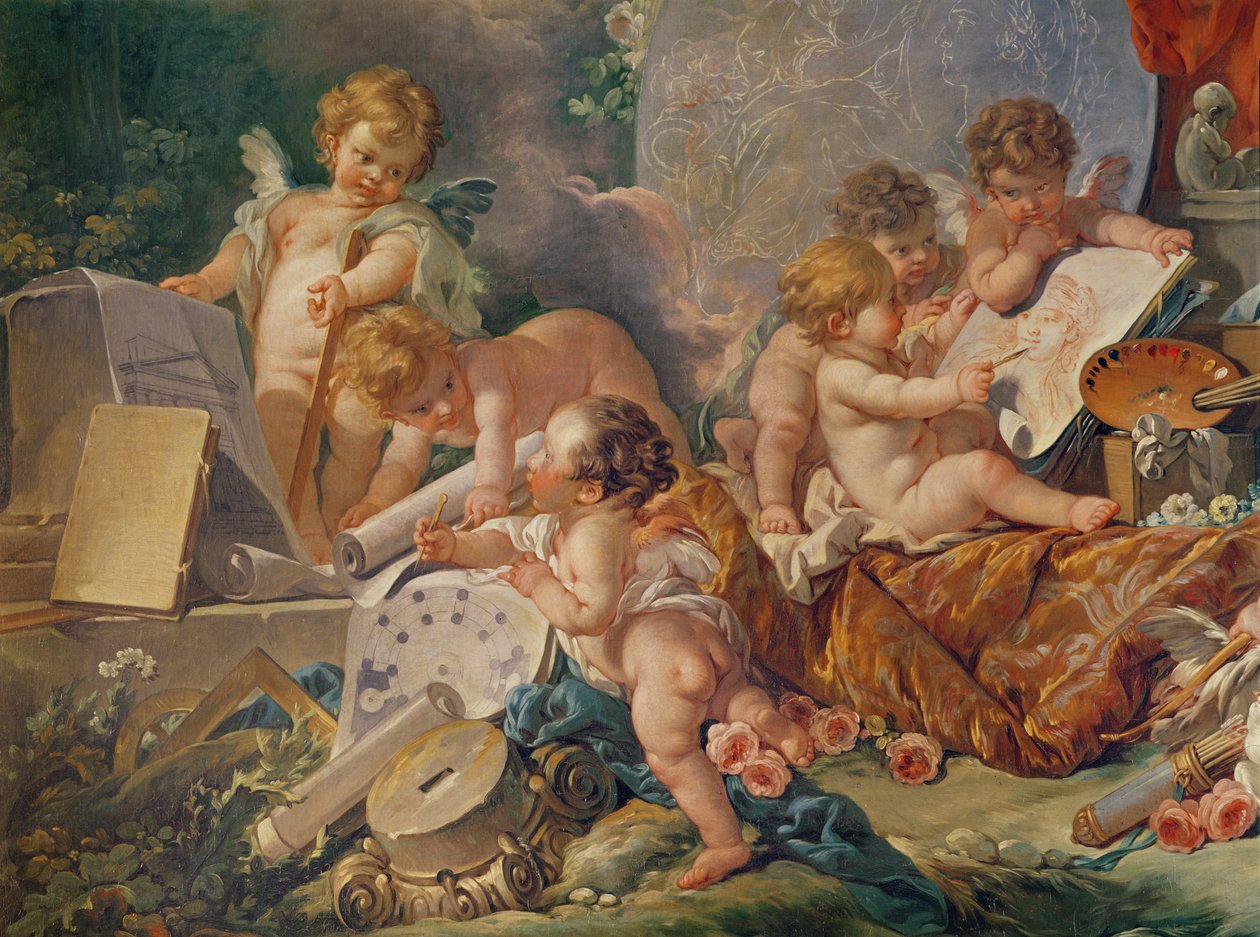 Setkání umění aneb Géniové umění (detail), 1761 od François Boucher