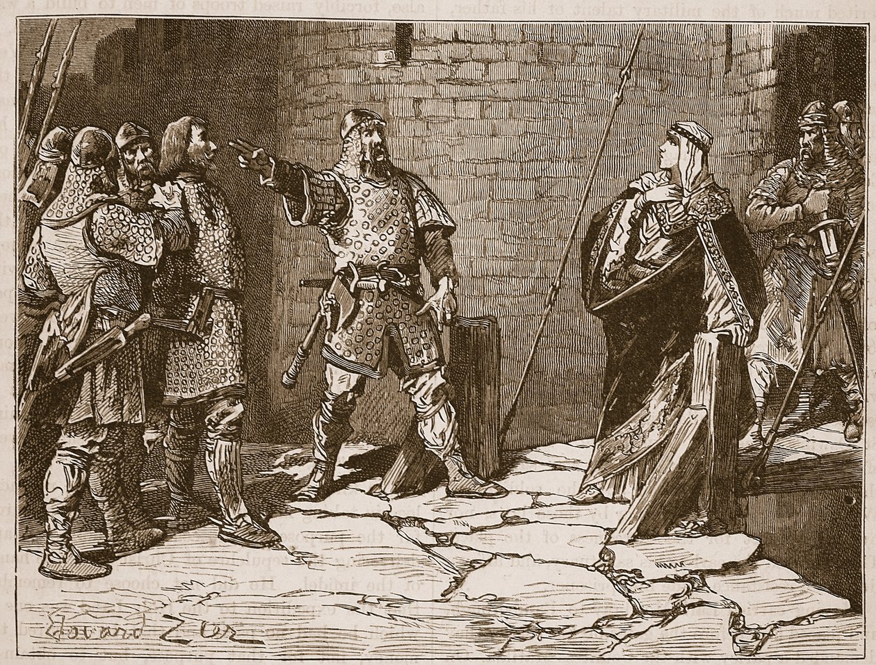 Kapitulace hradu Bamborough, ilustrace z knihy "Cassell