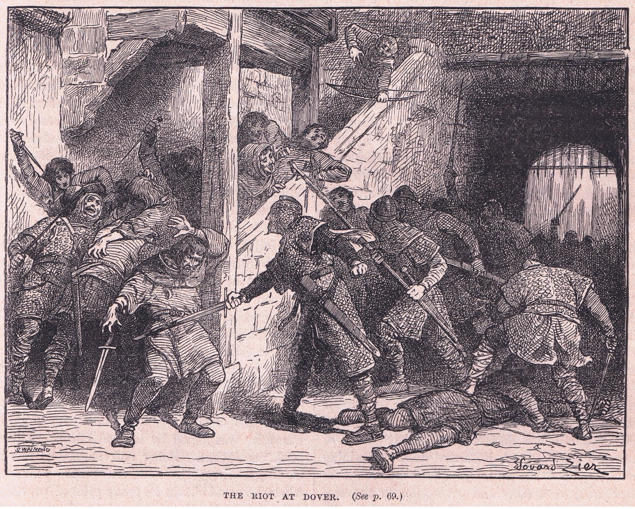 Nepokoje v Doveru AD 1051 od Francois Edouard Zier