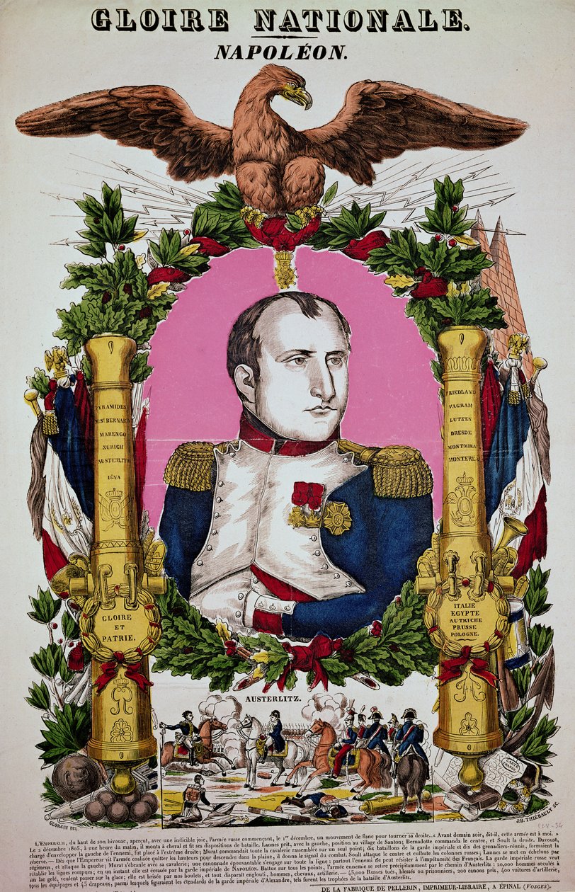 Portrét Napoleona I. (1769-1821) na památku bitvy u Slavkova, 2. prosince 1805, vyryl Jean-Baptiste Thiebault od Francois Georgin