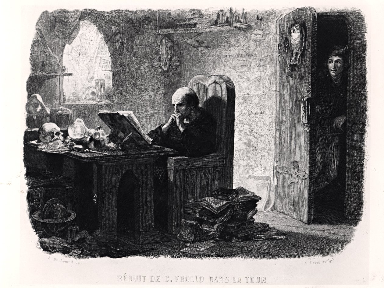 Claude Frollo v Tiny Room of the Tower, ilustrace z 