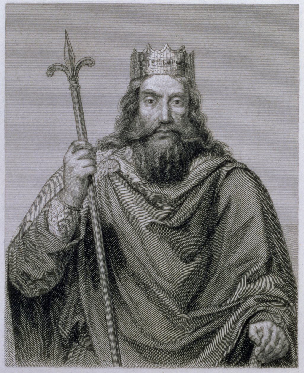 Clovis I (465-511) Merovejský vládce Franků, vyryl G. Lewy od Francois Louis Dejuinne