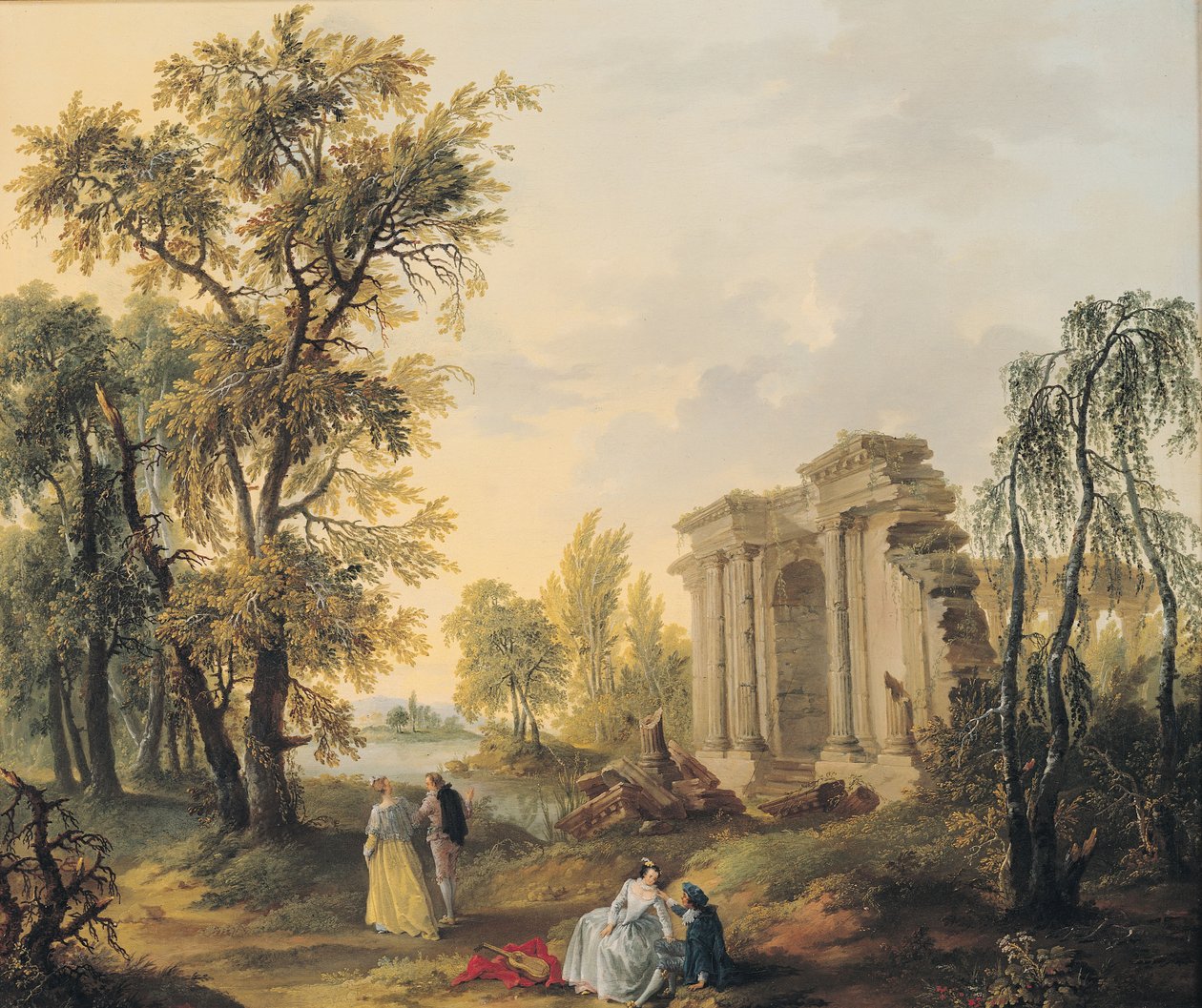 Milenci na venkově od Francois Louis Joseph Watteau