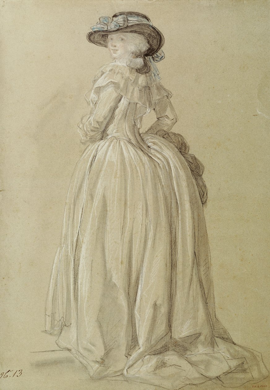 Stojící mladá žena (pastel na papíře) od Francois Louis Joseph Watteau