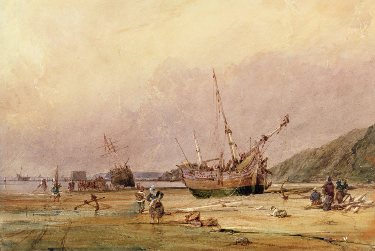Calais Sands, 1831 (Wc a barva karoserie na papíře) od Francois Louis Thomas Francia