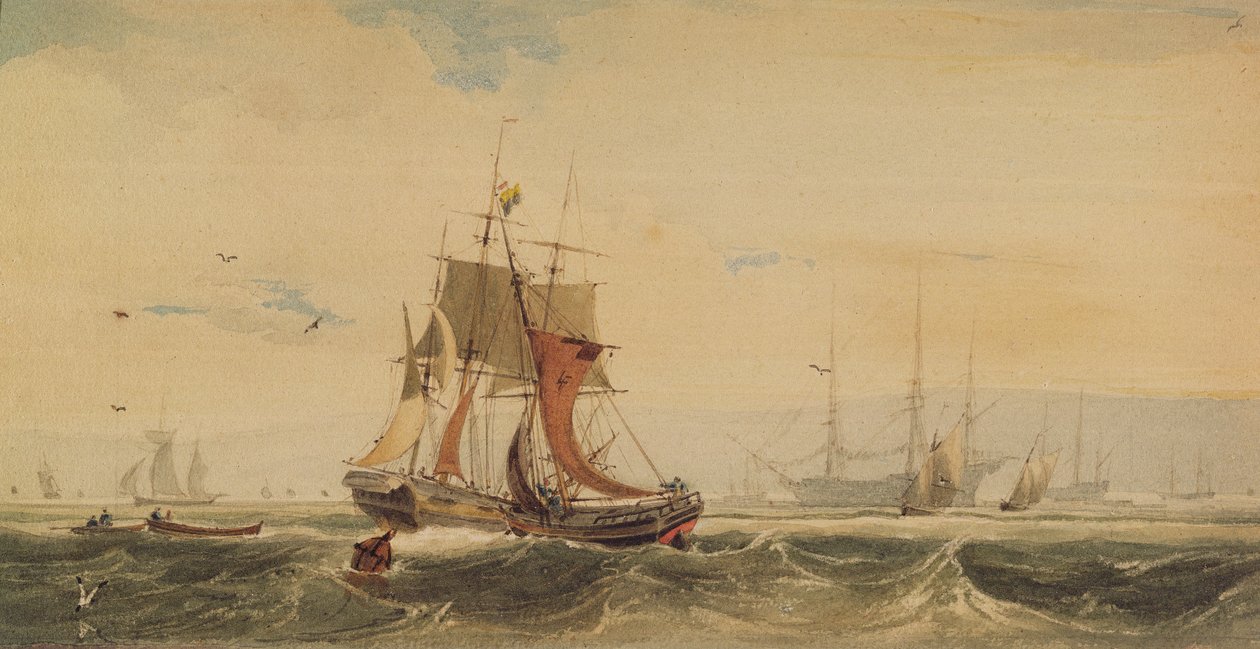 Přeprava po Medway, Kente od Francois Louis Thomas Francia