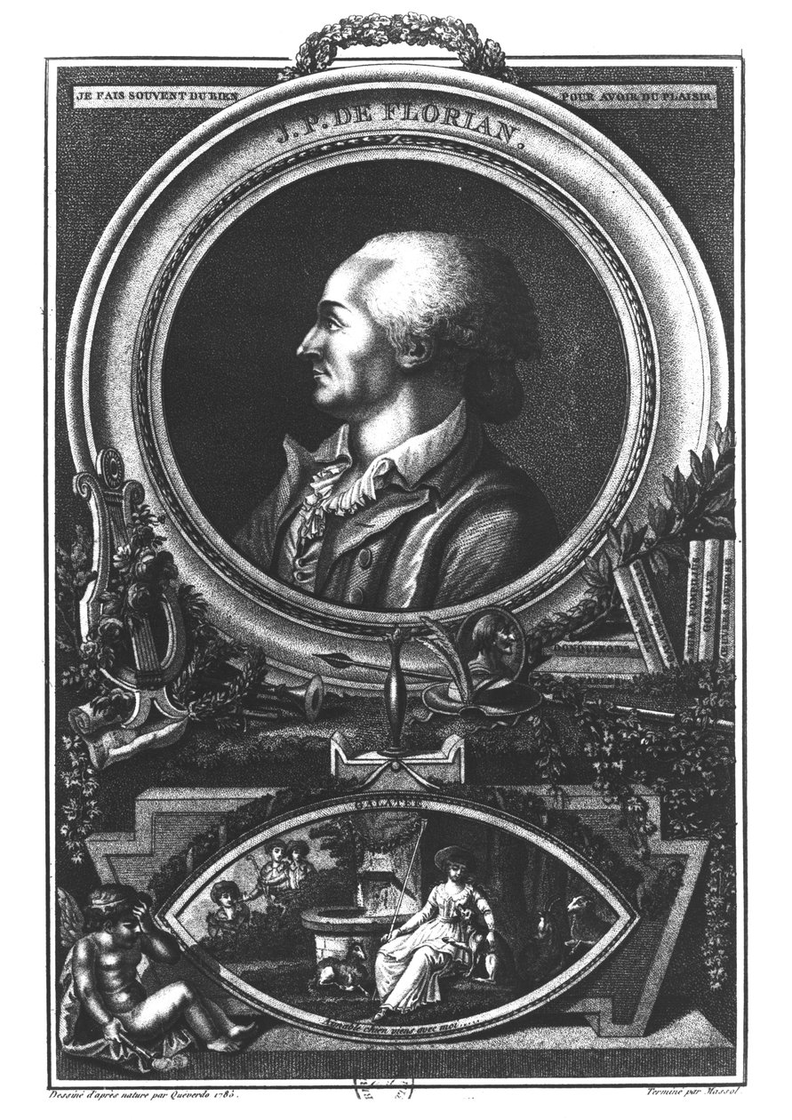 Jean-Pierre Claris de Florian (1755-94) vyrytý Massolem, 1785 od Francois Maria Isidore Queverdo