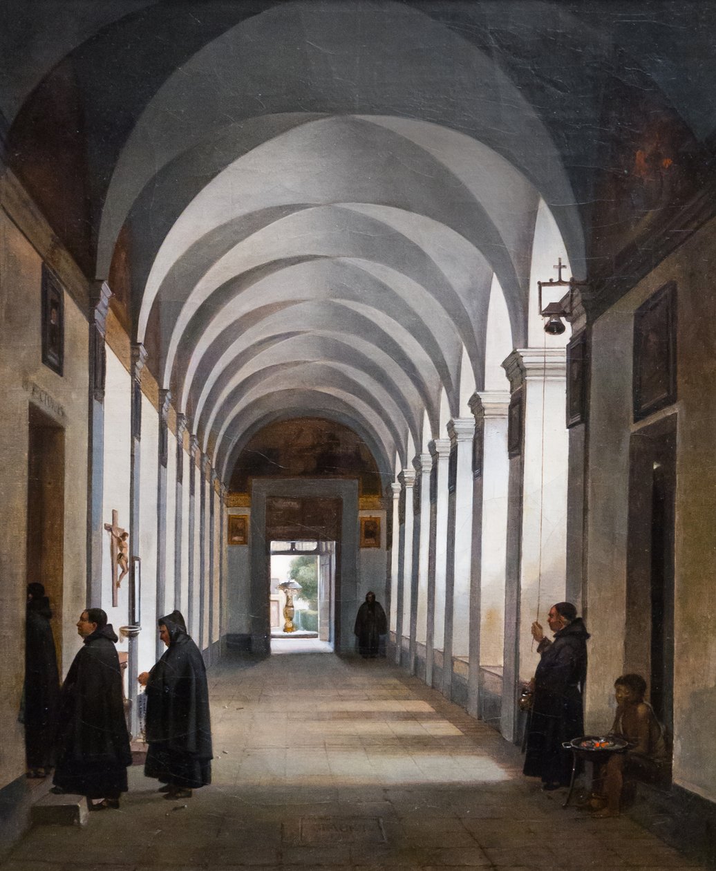 Mniši v ambitu kostela Gesù e Maria, Řím od Francois Marius Granet