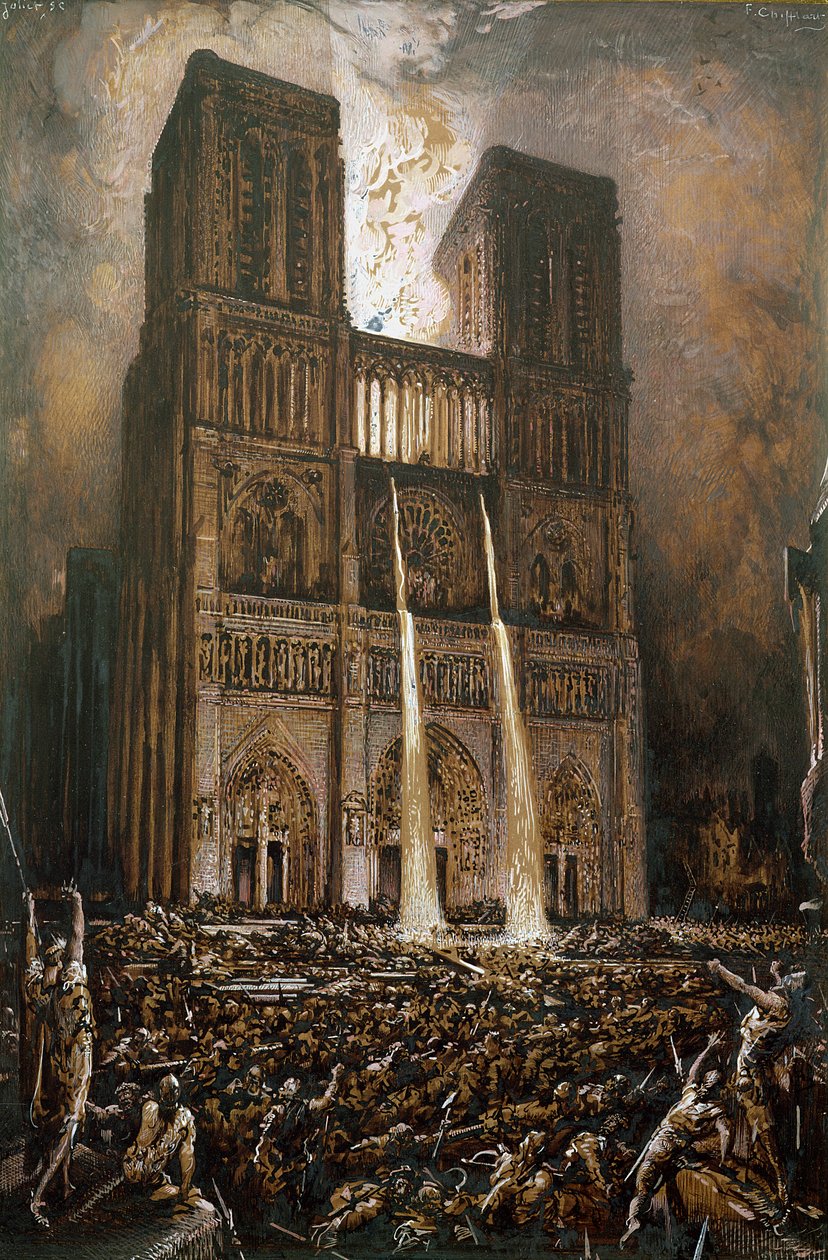 Obléhání Populace Notre-Dame (pero a inkoust a kvaš na papíře) od Francois Nicolas Chifflart