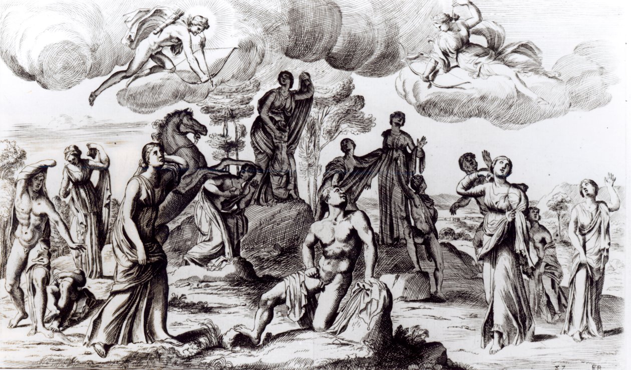 Niobe a její děti, asi 1653 od Francois Perrier