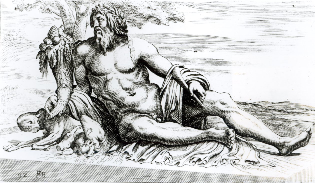 Řeka Tibera, kolem roku 1653 od Francois Perrier