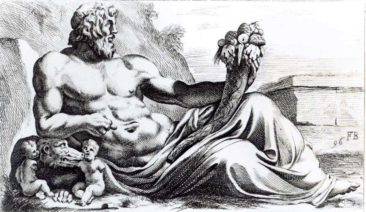 Řeka Tibera, kolem roku 1653 od Francois Perrier