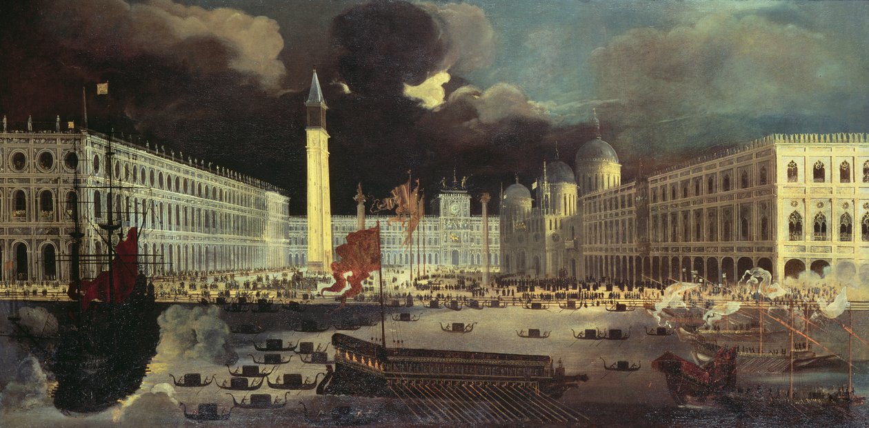 Imaginární pohled na San Marco z Bacino na Den Nanebevstoupení Páně od Francois de Nome