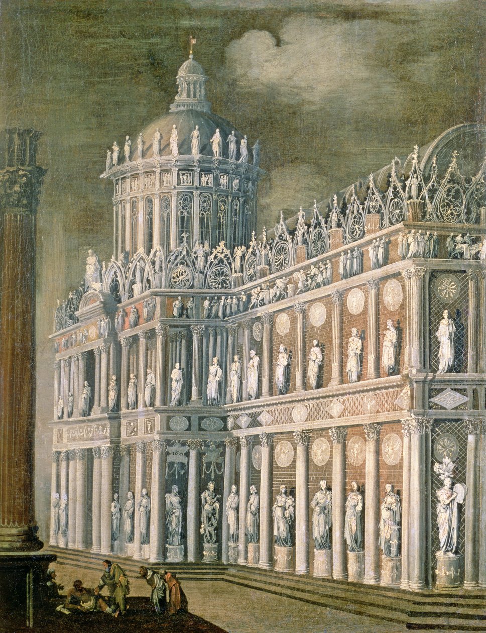 Architektonická fantazie zobrazující léčení ochrnutých, 1622 od Francois de Nome